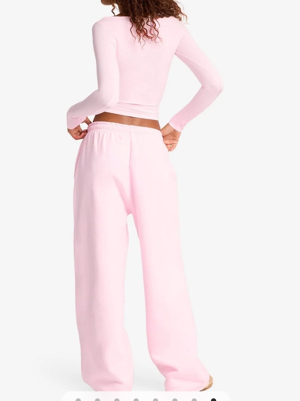 NWT * Women's Long-Sleeve Crop Top & Wide-Leg Lounge Set - Light Pink - Size Sma - Picture 2 of 5